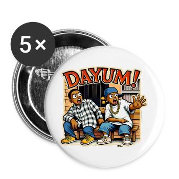Dayum Urban Duo Dieu merci, c’est vendredi - Lot de 5 grands badges (56 mm) - blanc - Devant
