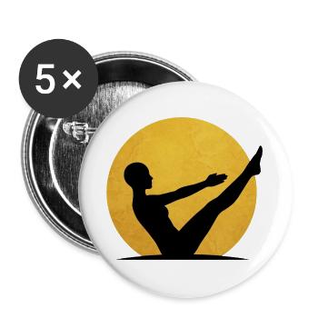Posture Navasana Yoga Boat Silhouette Soleil - Lot de 5 grands badges (56 mm) - blanc - Devant