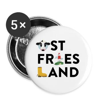 Ostfriesland - Buttons groß 56 mm (5er Pack) - Weiß - Vorne