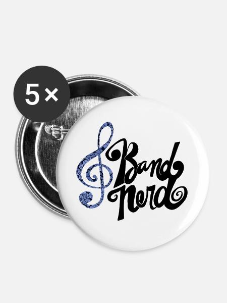 Mosaik-Indigo-Trippel-Clef - Buttons groß 56 mm (5er Pack) - Weiß