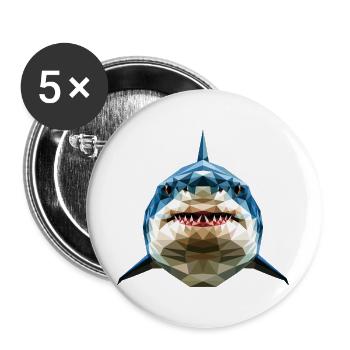 Hai Haifisch Tigerhai Taucher Süße Haie Weißer Hai - Buttons groß 56 mm (5er Pack) - Weiß - Vorne