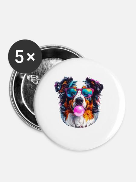 Pop-Art Aussi Portrait - Buttons groß 56 mm (5er Pack) - Weiß