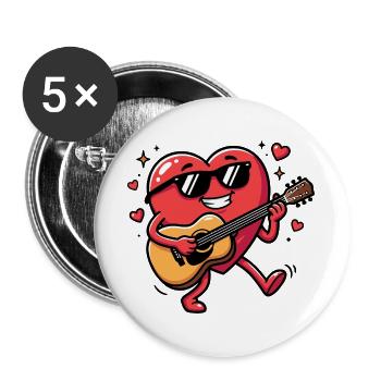Valentine's Day Guitarist Funny Musician Valentine - Buttons large 2.2''/56 mm (5-pack) - white - Front