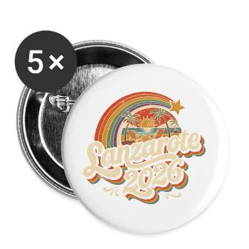 Lanzarote 2026 Strand Retro - Buttons groß 56 mm (5er Pack) - Weiß - Vorne