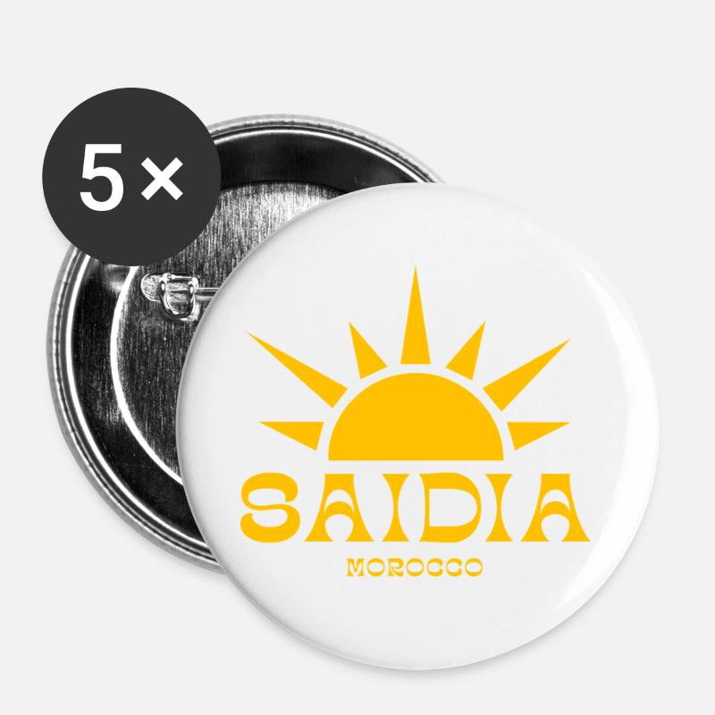Saidia Morocco Sun Emblem - Buttons large 2.2''/56 mm (5-pack) - white