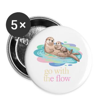 Otter Duo in Pastel Flow - Buttons large 2.2''/56 mm (5-pack) - white - Front