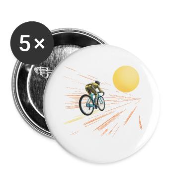 Radfahren zur Sonne - Buttons groß 56 mm (5er Pack) - Weiß - Vorne