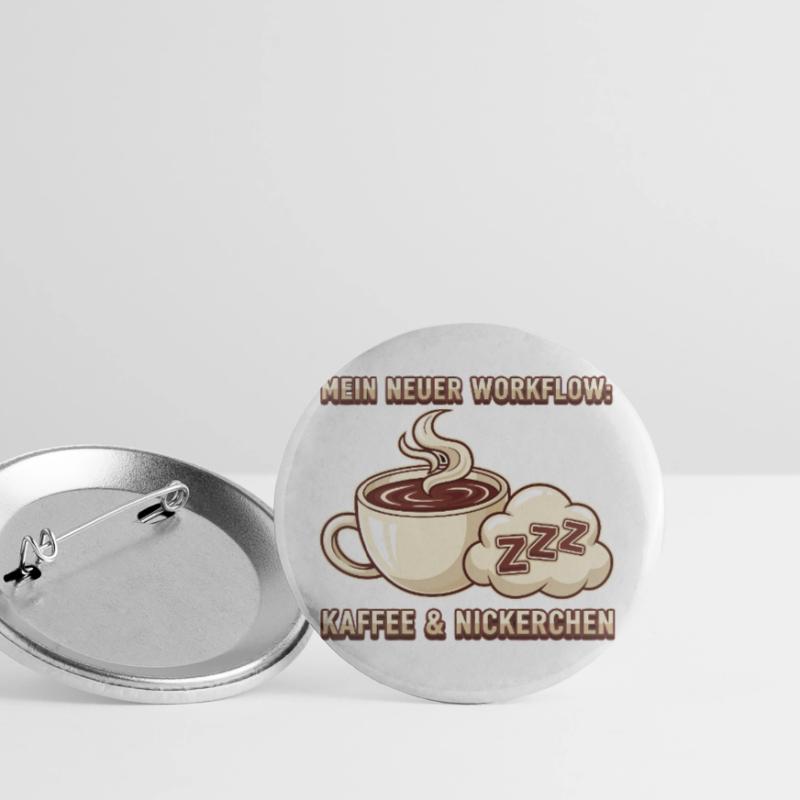 Kaffee Nickerchen Workflow Buttons groß 56 mm (5er Pack)