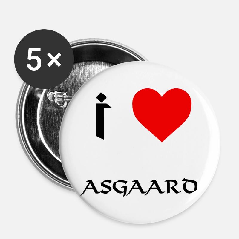 I love Asgaard - Buttons large 2.2''/56 mm (5-pack) - white