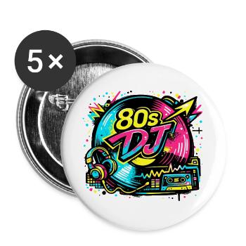 80s DJ Neon Vibe - Buttons large 2.2''/56 mm (5-pack) - white - Front
