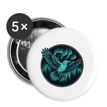 Rabe im Nachtwald-Emblem - Buttons groß 56 mm (5er Pack) - Weiß - Vorne