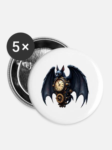 Steampunk-Uhrmacher-Schläger - Buttons groß 56 mm (5er Pack) - Weiß