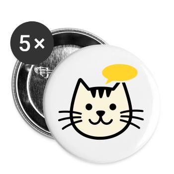 Cat face with speech bubble - Buttons large 2.2''/56 mm (5-pack) - white - Front