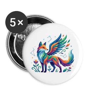Magie des couleurs des ailes de renard - Lot de 5 grands badges (56 mm) - blanc - Devant