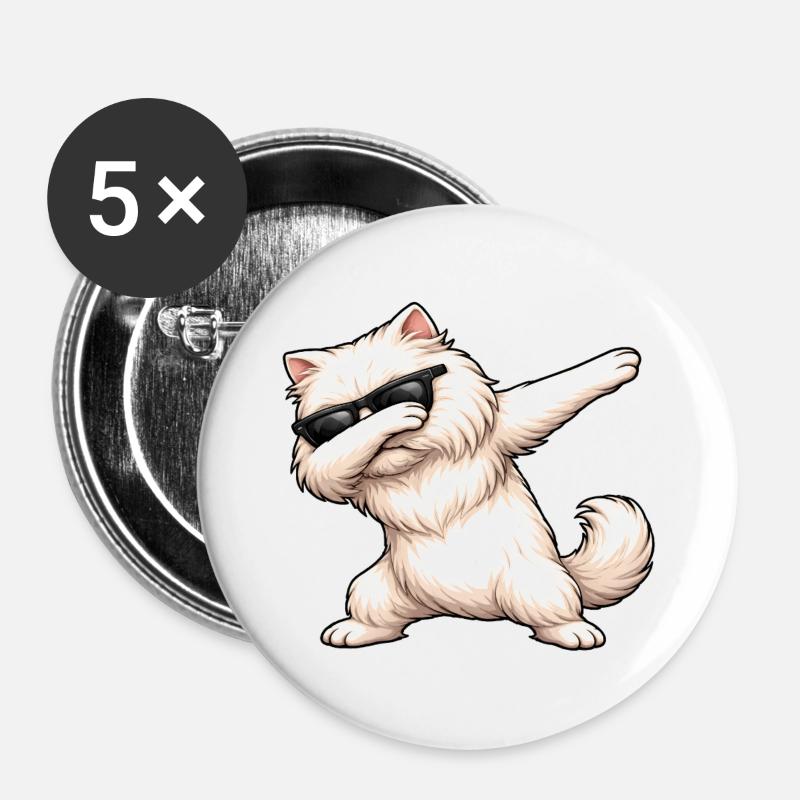 Dabbing Persian Cat - Buttons large 2.2''/56 mm (5-pack) - white