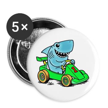 Hai Racer Go-Kart Abenteuer - Buttons groß 56 mm (5er Pack) - Weiß - Vorne