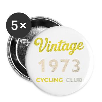 Vintage 1973 – Cycling Club Retro Geburtsjahr - Buttons groß 56 mm (5er Pack) - Weiß - Vorne