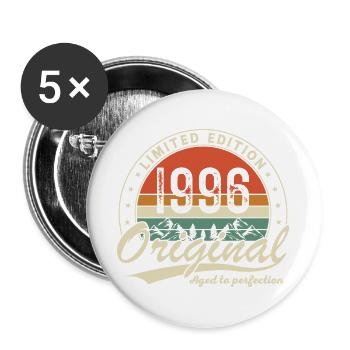 1996 Vintage-Geburtstagsgeschenk Mann Frau - Buttons groß 56 mm (5er Pack) - Weiß - Vorne