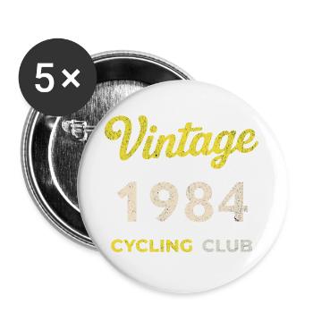 Vintage 1984 – Cycling Club Retro Geburtsjahr - Buttons groß 56 mm (5er Pack) - Weiß - Vorne