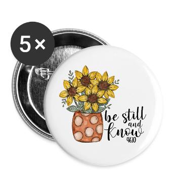 Christlicher Sonnenblumen Glaube Betet Jesus - Buttons groß 56 mm (5er Pack) - Weiß - Vorne