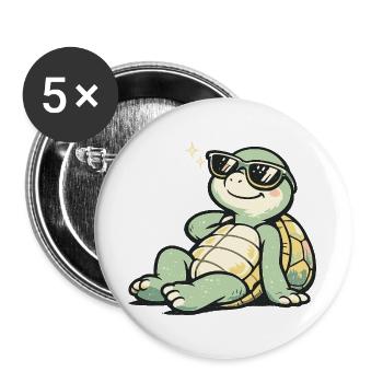 Sonnenschildkröte mit Stil - Buttons groß 56 mm (5er Pack) - Weiß - Vorne