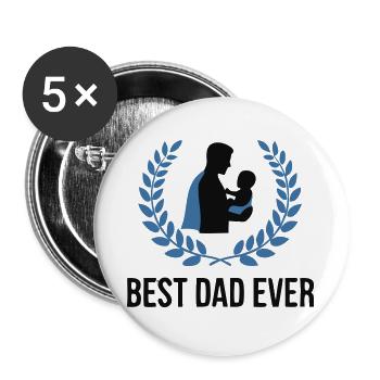 Stolzer Best Dad Ever Papa - Buttons groß 56 mm (5er Pack) - Weiß - Vorne