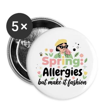 Printemps ? Non merci ! Reine des allergies 2026 - Lot de 5 grands badges (56 mm) - blanc - Devant