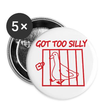 Roter Vogel im Käfig – Wurde zu albern - Buttons groß 56 mm (5er Pack) - Weiß - Vorne