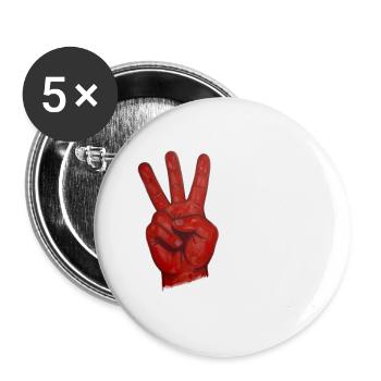 Timbre Deux Main de la Paix Rouge - Lot de 5 grands badges (56 mm) - blanc - Devant