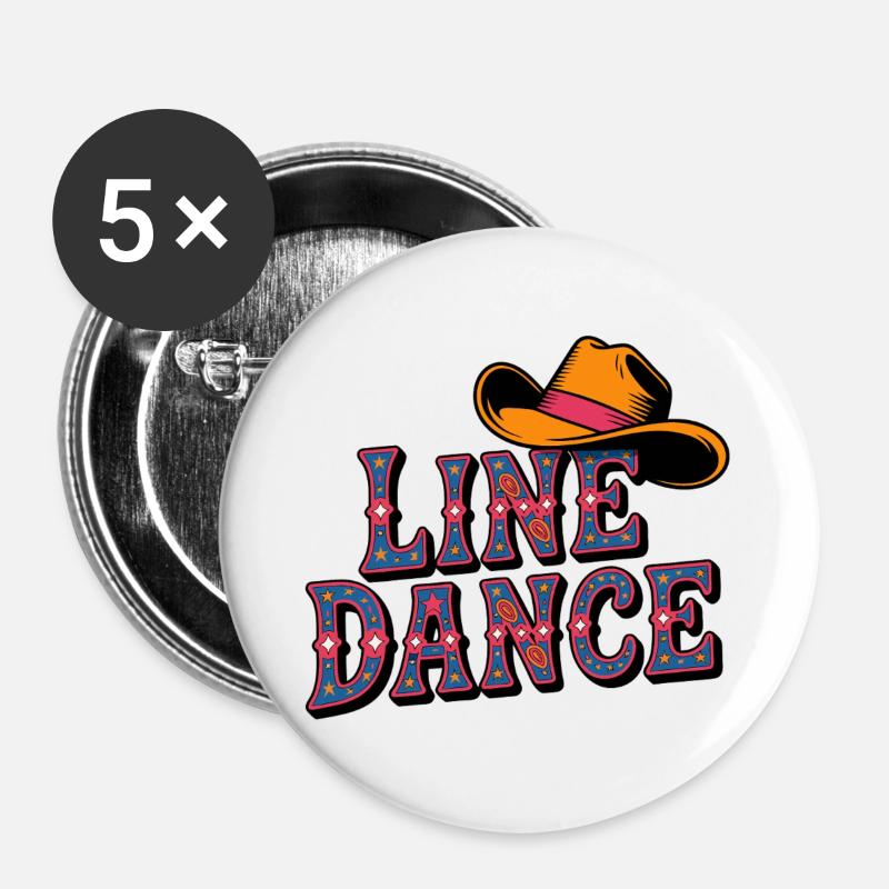 Line Dance Cowboyhut - Buttons groß 56 mm (5er Pack) - Weiß