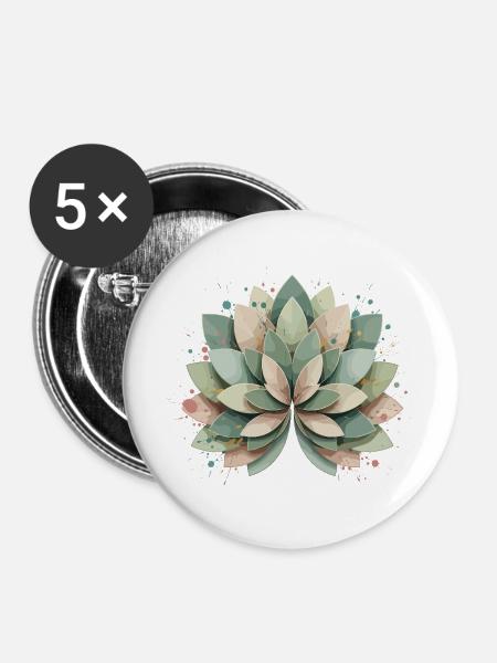 Pastellige Sukkulente Rosette - Buttons groß 56 mm (5er Pack) - Weiß