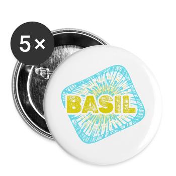 Basil as a hobby - Buttons large 2.2''/56 mm (5-pack) - white - Front
