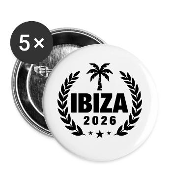 Ibiza 2026 Palm Tree - Buttons large 2.2''/56 mm (5-pack) - white - Front