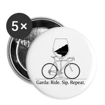 Garda: Ride Sip Repeat Bike & Wine Art - Buttons large 2.2''/56 mm (5-pack) - white - Front