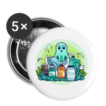 Grüner Reinigungsgeist Cartoon - Lot de 5 grands badges (56 mm) - blanc - Devant