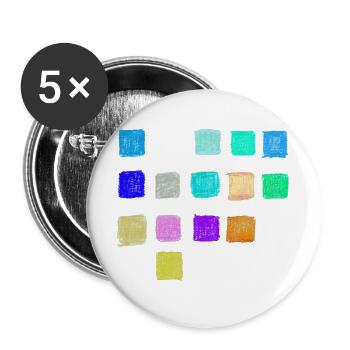 Motifs de couleurs de crayon de couleur Carrés - Abstrait - Lot de 5 grands badges (56 mm) - blanc - Devant