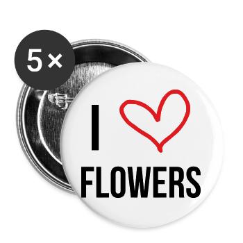 I love flowers passion nature et fleurs - Lot de 5 grands badges (56 mm) - blanc - Devant