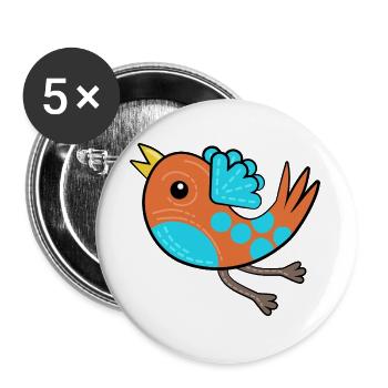 Petit Oiseau Orange - Lot de 5 grands badges (56 mm) - blanc - Devant