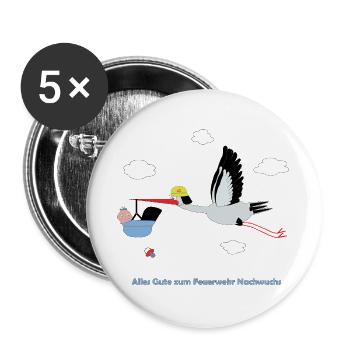 Alle Gute zum Feuerwehrnachwuchs - Buben - Buttons groß 56 mm (5er Pack) - Weiß - Vorne