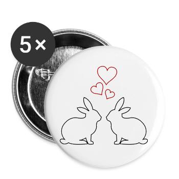 Cœurs de Lapin - Lot de 5 grands badges (56 mm) - blanc - Devant