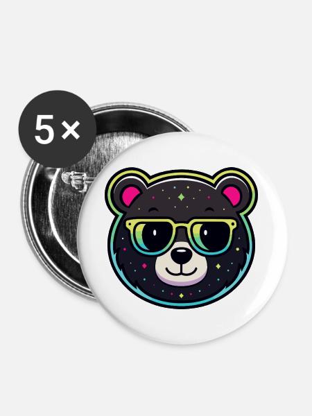 Astral Bear Sonnenbrille - Buttons groß 56 mm (5er Pack) - Weiß