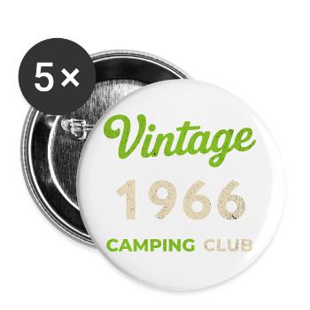 Vintage 1966 – Camping Club Retro Geburtsjahr - Buttons groß 56 mm (5er Pack) - Weiß - Vorne