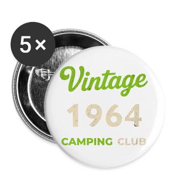 Vintage 1964 – Camping Club Retro Birth Year - Buttons large 2.2''/56 mm (5-pack) - white - Front