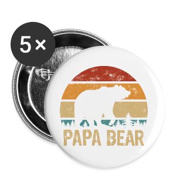 Papa Bear - Father's Day - Vintage Gift - Buttons large 2.2''/56 mm (5-pack) - white - Front