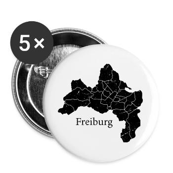 Freiburg Map - Buttons groß 56 mm (5er Pack) - Weiß - Vorne