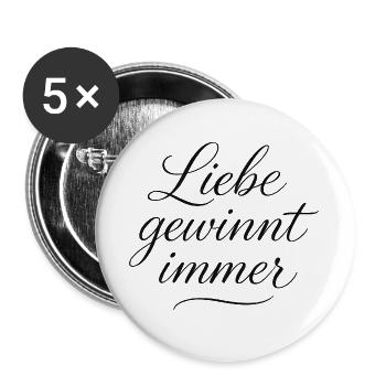 Cooles Herz Blitz Motiv für positive Menschen - Buttons groß 56 mm (5er Pack) - Weiß - Vorne