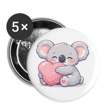 Little koala cuddles heart - Buttons large 2.2''/56 mm (5-pack) - white - Front