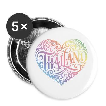Cœur Thaïlandais Coloré - Lot de 5 grands badges (56 mm) - blanc - Devant