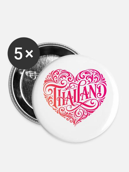 Thailand Herz - Buttons groß 56 mm (5er Pack) - Weiß