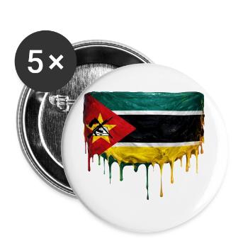 Mozambique Flaggen-Gemälde Tropfen - Buttons groß 56 mm (5er Pack) - Weiß - Vorne